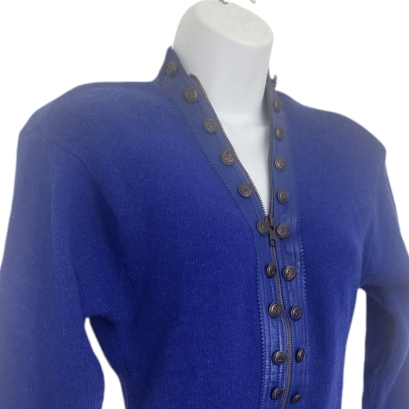 Vintage Women Joseph Ho Lambs Wool Angora Sweater Size Small Zip Buttons Ribbed. - Picture 6 of 10